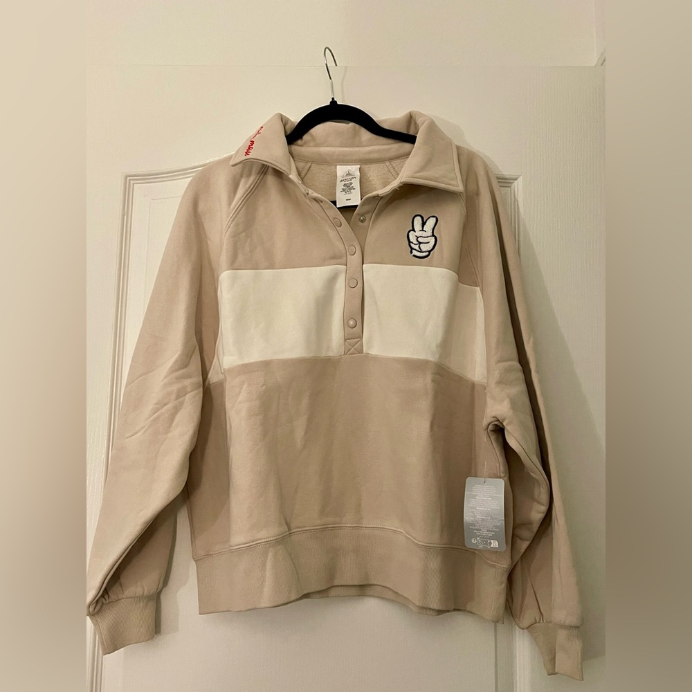 Disney Mickey Mouse Peace Sign Button Up Pullover